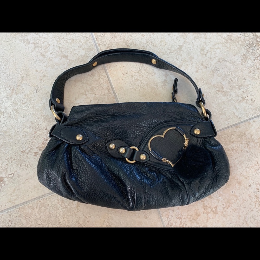 Authentic JUICY COUTURE soft black leather bag pocketbook shoulder great bag